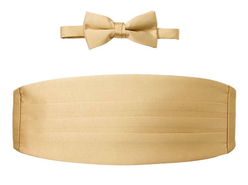 Spring Notion Men's Cummerbund and Bow Tie Set Antique Gold - Image 1